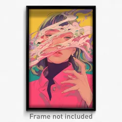 Movie Art Poster - Girl Feeling Tension, Rectangular Pink Cape (Film Print)