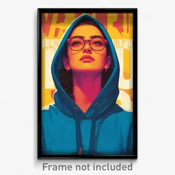Mexican Movie Poster - Woman Feeling Driven, Curvy Blue Hoodie (Art Print)