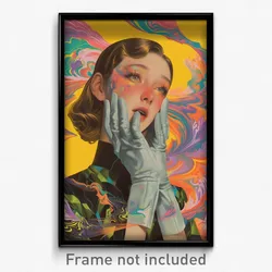 French Movie Poster - Girl Feeling Triumphant, Old Grey Gloves (Art Print)
