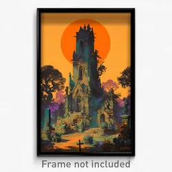 German Movie Poster - Shadowy Priory (Germany Psychedelic Art Retro Film Print)