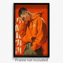Vietnamese Movie Poster - Man Feeling Pensiveness, Elaborate Orange Hoodie