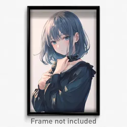 Anime Art Poster - Woman Feeling Thankful, Mysterious Frilled Choker (Print)