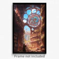 Art Poster - Faraway Library (Psychedelic Trippy Weird 11x17 Cartoon Print)