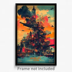 French Movie Poster - Warlike London (France Psychedelic Art Retro Film Print)