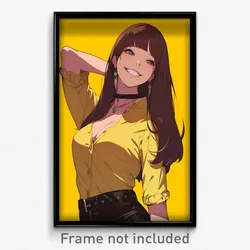 Anime Art Poster - Woman Feeling Thrilled Wearing Spanish Yellow Choker (Print)