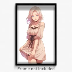 Anime Art Poster - Woman Feeling Regret Wearing Natural Tunic (Print)