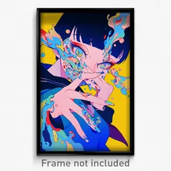 Anime Art Poster - Woman Feeling Caring, Wobbly Blue Sailor Collar (Print)