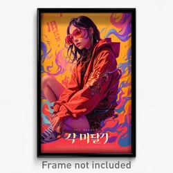 Korean Movie Poster - Girl Feeling Dominant, Vivid Red Hoodie (Korea Art Print)