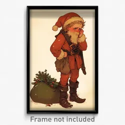 Art Poster - Boy Feeling Miserliness Wearing Drab Santa (Print)