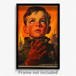 German Movie Poster - Boy Feeling Delighted, Famous Orange Gloves (Art Print)