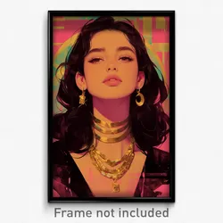 Greek Movie Poster - Girl Feeling Charity, Pink Gold Necklace (Greece Art Print)