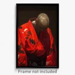Art Poster - Man Feeling Demoralized Wearing Second Hand Red Kimono (Art Print)