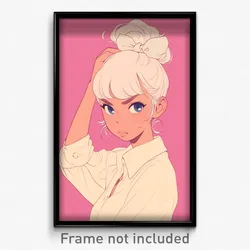 Art Poster - Girl Feeling Fury Wearing Animated White Scrunchie (Print)