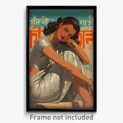 Bollywood Movie Poster - Girl Feeling Smug, Silver Sarong (India Art Print)