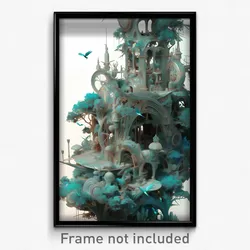 Art Poster - A Detailed Silver Sculpture Of A Delightful Jungle