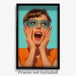 Movie Art Poster - Woman Feeling Excited, Warm Blue Tinted Eyewear (Film Print)