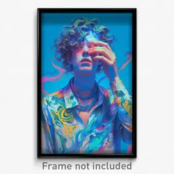 Art Poster - Man Feeling Disbelief Wearing Wavy Necklace (Print)