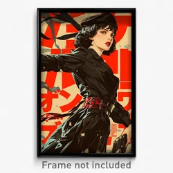 Hebrew Movie Poster - Woman Feeling Passion, Glamorous Tactical Clothes (Print)