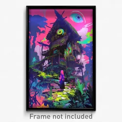 Art Poster - Evergreen Longhouse (Psychedelic Trippy Weird 11x17 Cartoon Print)