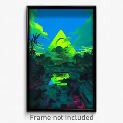 Art Poster - Green Pyramid (Psychedelic Trippy Weird 11x17 Print)