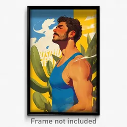 Mexican Movie Poster - Man Feeling Indignant, Nifty Blue Tank Top (Art Print)