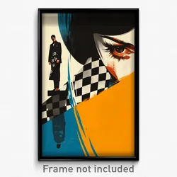 Icelandic Movie Poster - Man Feeling Agitation, Simplistic Checkered Dress