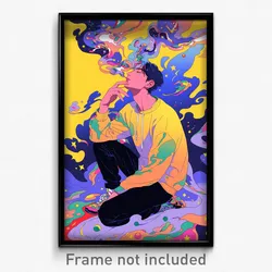 Art Poster - Man Feeling Carefree Wearing Admirable Grey Leota (Print)