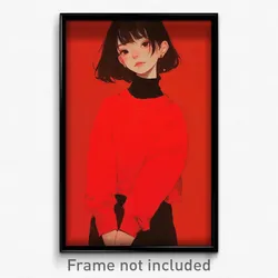 Anime Art Poster - Girl Feeling Nostalgic, Rectangular Red Sleeves (Print)