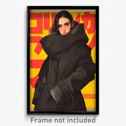 Icelandic Movie Poster - Girl Feeling Stuck, Modern Black Coat (Art Print)