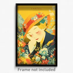 French Movie Poster - Boy Feeling Serenity, Velvety Hat Flower (Art Print)