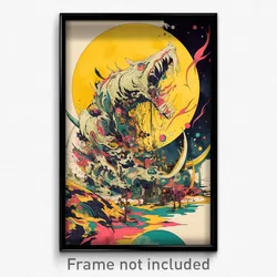 Art Poster - Monstrous Moon (Psychedelic Trippy Weird 11x17 Print)