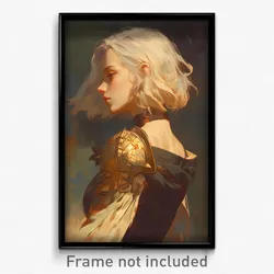 Art Poster - Girl Feeling Expectancy, Heartfelt Shoulder Armor (Art Print)