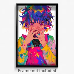 Anime Art Poster - Boy Feeling Regret Wearing Colorful Pink Apron (Print)