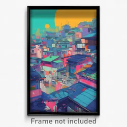Art Poster - Gloomy Rooftops (Psychedelic Trippy Weird 11x17 Print)