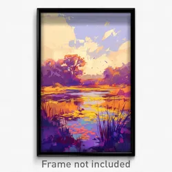 Art Poster - Rural Pond (Psychedelic Trippy Weird 11x17 Cartoon Print)