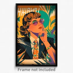 Russian Movie Poster - Woman Feeling Insightful, Cherry Orange Necktie (Print)