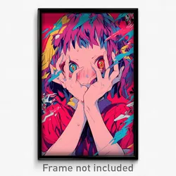 Anime Art Poster - Girl Feeling Shy Wearing Scientific Red Sleeves (Print)
