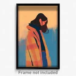 Art Poster - Girl Feeling Agitation Wearing Pretty Coat (Art Print)