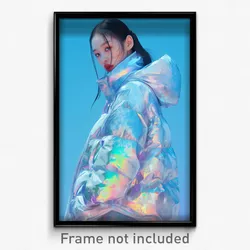 Anime Art Poster - Woman Feeling Nostalgic Wearing Silver Winter Coat (Print)