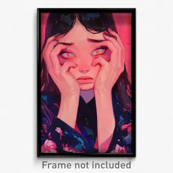 Art Poster - Woman Feeling Exasperated Wearing Loud Pink Neckerchief (Print)