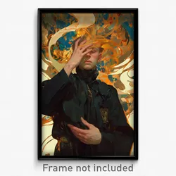 Art Poster - Man Feeling Glumness Wearing Spectacular Black Sash (Print)