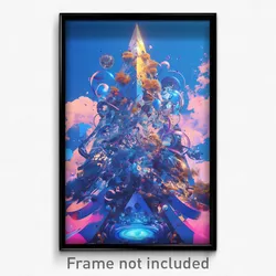 Art Poster - Imaginary Pyramid (Psychedelic Trippy Weird 11x17 Cartoon Print)