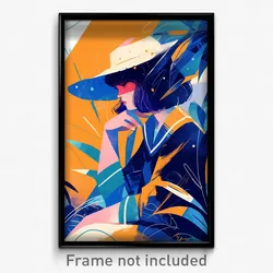 Art Poster - Woman Feeling Careless Wearing Pricey Sailor Hat (Print)