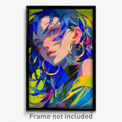 Anime Art Poster - Woman Feeling Agitation, Scholarly Hoop Earrings (Print)