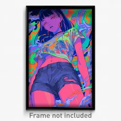 Art Poster - Girl Feeling Greed Wearing Illustrious Grey Shorts (Print)