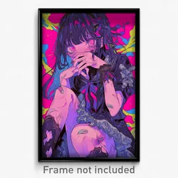 Anime Art Poster - Woman Feeling Regret, Immaterial Frilled Ribbon (Print)