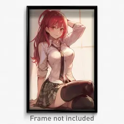 Anime Art Poster - Girl Feeling Anticipating, Novel Side Tie Shirt (Print)