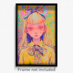 Art Poster - Girl Feeling Admiration Wearing Glum Yellow Bow (Print)