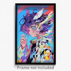 Anime Art Poster - Boy Feeling Eagerness Wearing Velvety White Jacket (Print)
