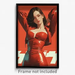 Thai Movie Poster - Woman Feeling Interest, Original Red Bodysuit (Art Print)